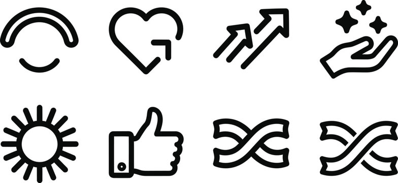 General user interface and interaction action icon symbol set