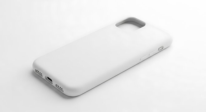 A plain white iPhone case lies on a white surface, showcasing its minimalist design and protective features.