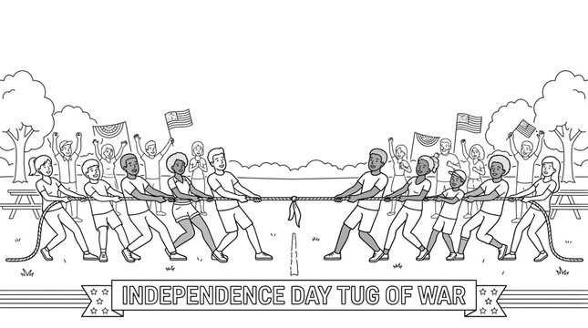 Independence Day tug of war competition sketch.