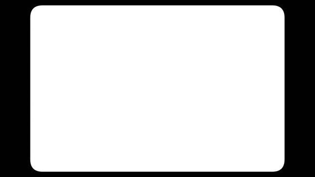 Vintage film frame mask with rounded corners and solid white fill on black background for cinematic video overlay effect