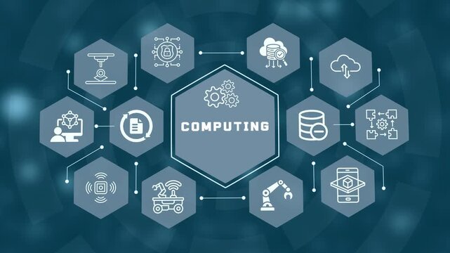 Neural network design backdrop illustrating quantum computing architecture and cloud cluster processing power.