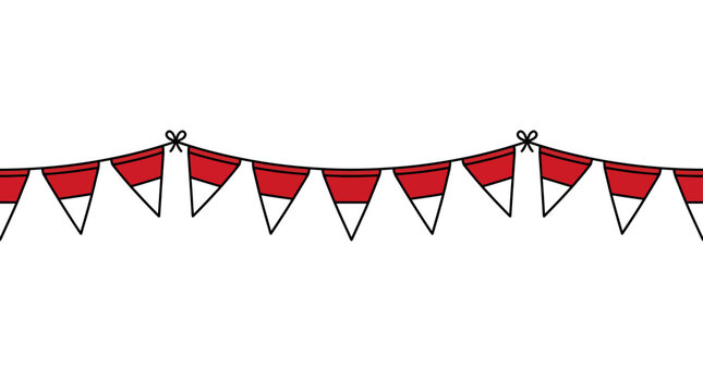 Indonesian flag bunting banner vector illustration.