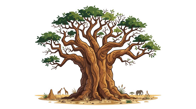 Large Tree with Thick Trunk Branches.
