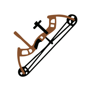 Brown and black compound bow.