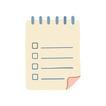 Spiral bound notepad with checkboxes.
