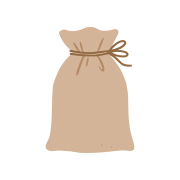 Brown paper bag with string tie.