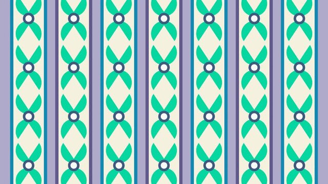 Seamless loop animation of a green abstract pattern moving up and down continuously on a solid stripes layout template for background graphic video