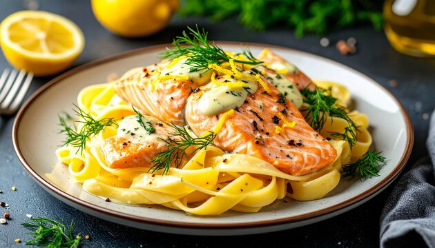 Tagliatelle mit Lachs und Zitronensauce