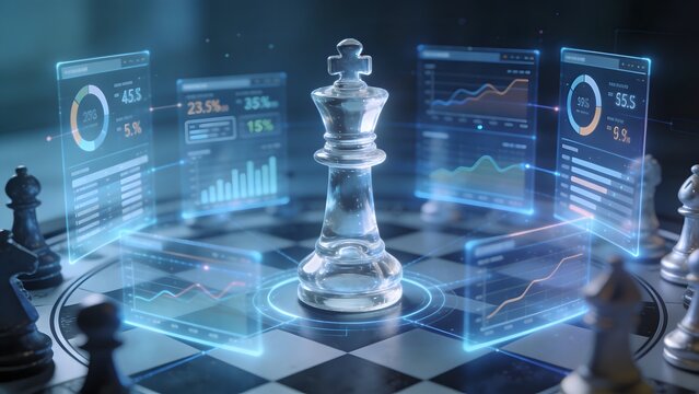 Futuristic Chess Game with Data Visualization and Strategic Analysis.