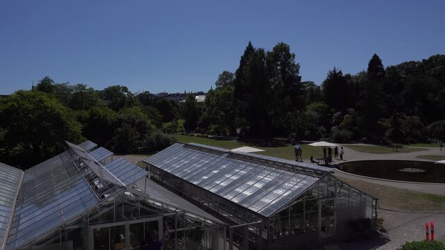 Greenhouse Rooftop View of Copenhagen Botanical Garden in Summer, Denmark