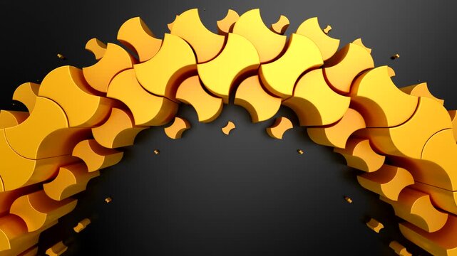 Geometric Shapes Form a Wave. Abstract motion, two color, 3d rendering, 4k resolution
