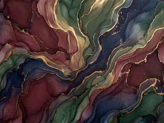 Obraz premium Abstract Fluid Art with Organic Marble-like Ink Swirl Patterns