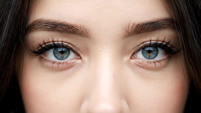 Macro close-up footage of female eyes, close-up shots of female blinking