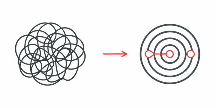 conceptual illustration showing complexity reduction simplification process