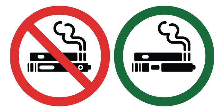 No smoking no vaping and smoking area sign featuring forbidden symbols, cigarette and vape icons, prohibition circle, permitted zone indicator, vector illustration, vector, designs