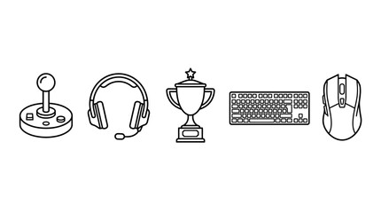 Set of esports and gaming equipment outline icons. © Dewi Lestari