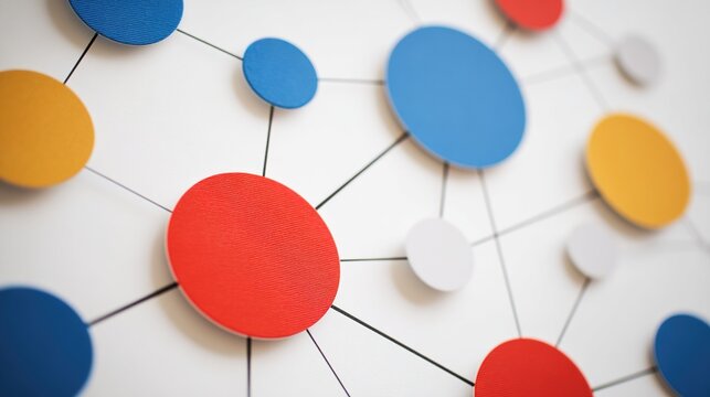 flowchart. Abstract geometric flowchart with vibrant nodes on a minimalist white background. product launch decks, UI/UX mockups, designed for product launches and innovation pitches.