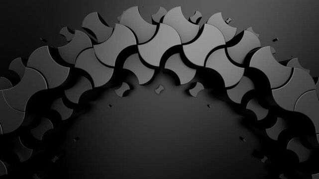 Geometric Shapes Form a Wave. Abstract motion, two color, 3d rendering, 4k resolution
