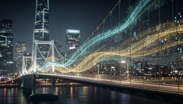 Digital Data Bridge Concept Representing High Speed Internet and Connectivity
