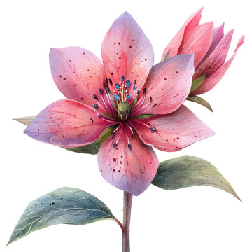 Spider Flower, playful watercolor vector depicting lively antics and expressive gestures, isolated on a white background.