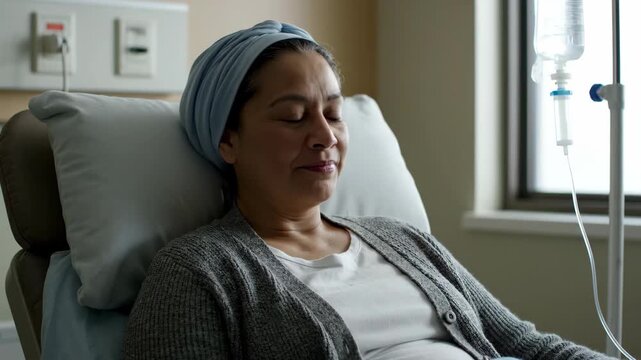Women receiving infusion therapy in the hospital, smiling women in hospital beds