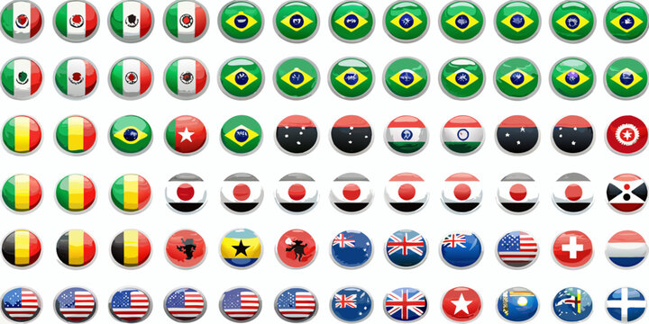collection of circular flags vector flag icons