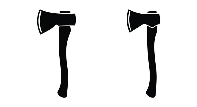 two axes shown in black silhouette on white background axe tool cutting logging forestry icon graphic