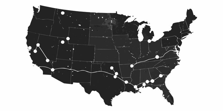 dark minimalist map of the united states