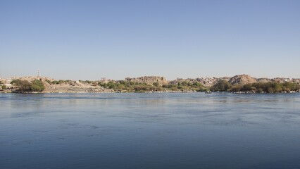 Obraz premium Panoramic View of the Nile River in Aswan Egypt