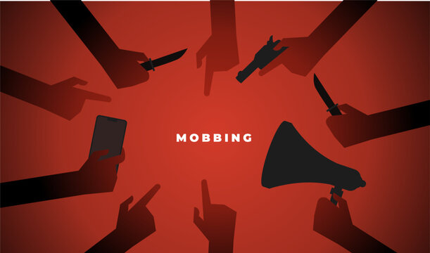 Workplace Mobbing and Cyberbullying Illustration with Pointing Hand