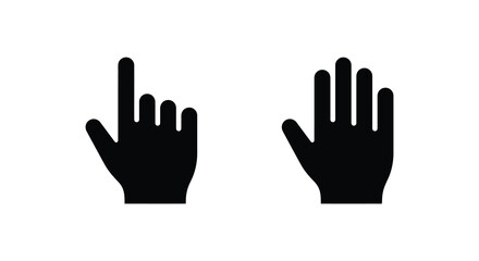 Obraz premium two hand gestures shown in black silhouette gesture white background pointing open palm fingers thumb human
