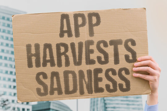 "App harvests sadness" Dating platforms profit from user loneliness. DATING. HARVEST. LONELINESS. PROFIT. EXPLOIT.