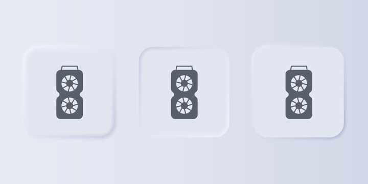 Grey Video graphic card icon isolated on grey background. Set icons in square buttons. Vector