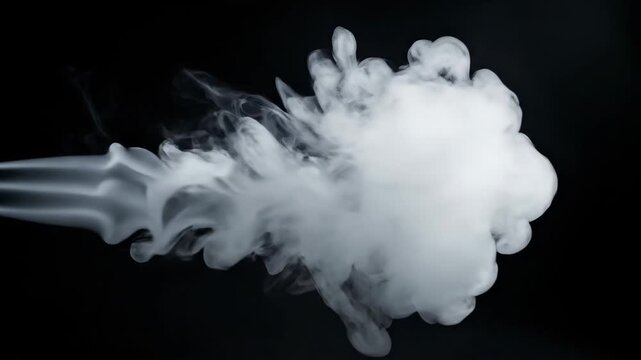 White smoke material with black background, white smoke dynamic special effects