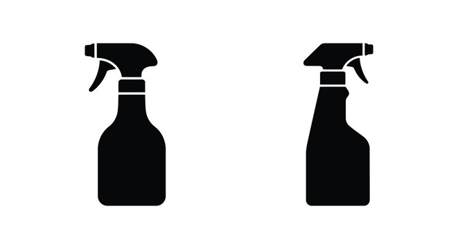 two spray bottles silhouette on white background cleaning products hygiene tools sanitizing sprays disinfectant household items