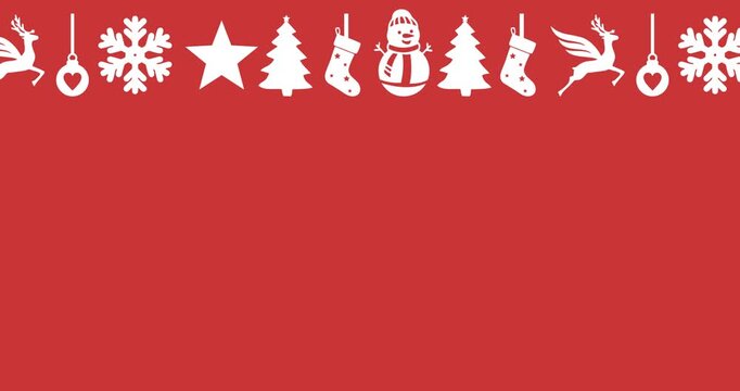 Copy space background animation with red and white Christmas ornament decoration