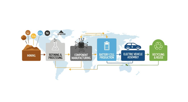 Electric Vehicle Battery Lifecycle: Mining to Recycling