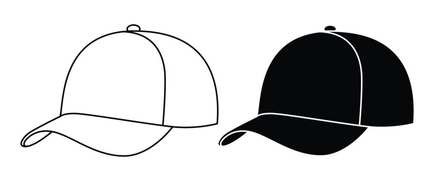 Baseball Cap Icon Set &ndash; Blank Snapback Hat, Headwear Mockup & Fashion Vector Collection