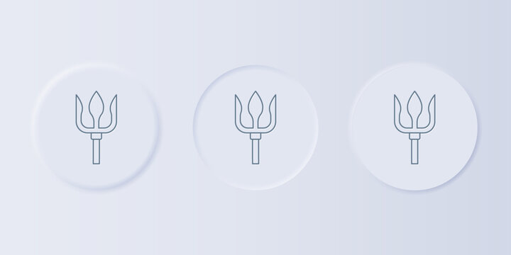 Grey Neptune Trident icon isolated on grey background. Set icons in square buttons. Vector