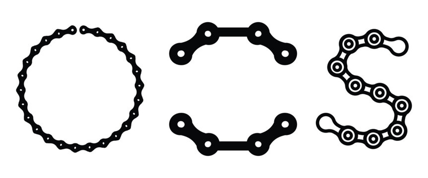 Bicycle Chain and Sprocket Icon Set &ndash; Bike Gear, Mechanical Drive & Industrial Vector Collection