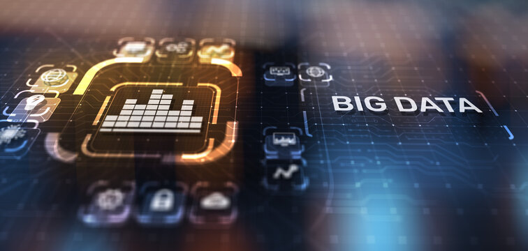 Big data analytics platform, business intelligence and modern technology concept on vitual screen.