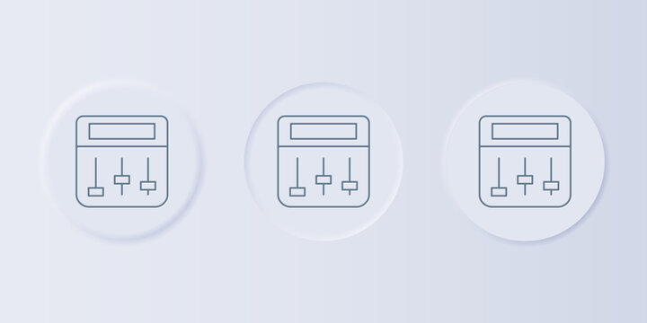 Grey Drum machine music producer equipment icon isolated on grey background. Set icons in square buttons. Vector