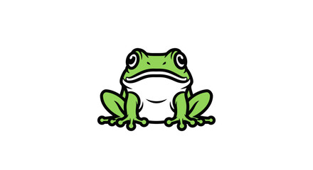 Fototapeta premium Cute green frog mascot logo isolated on white background