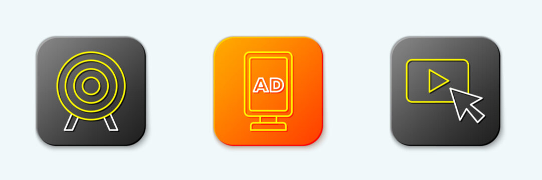 Set line Target sport, Advertising and icon. Vector