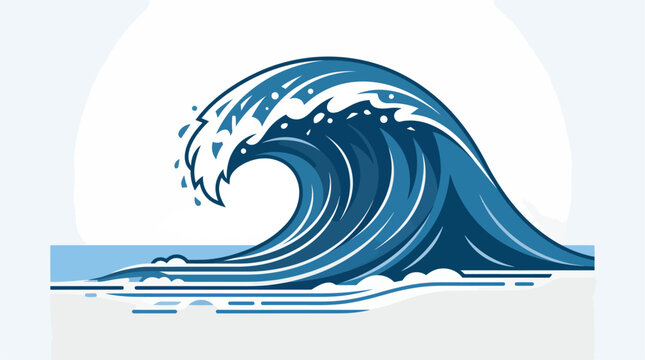 Powerful Ocean Wave Illustration for Coastal Business & Travel Marketing