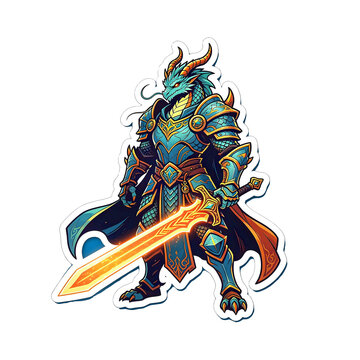 Dragon knight warrior with sharp sword design