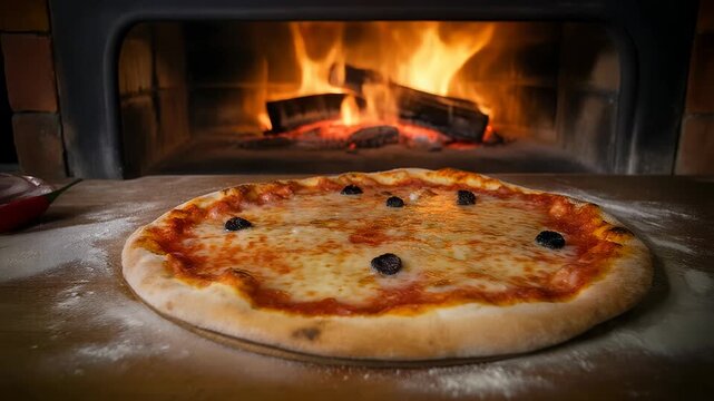 pizza in oven