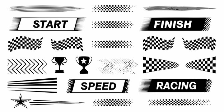 racing banners and icons vector start finish