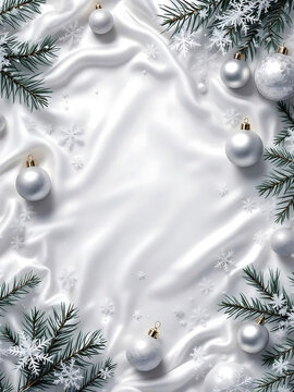 Luxury silver winter holiday background with elegant seasonal copy space