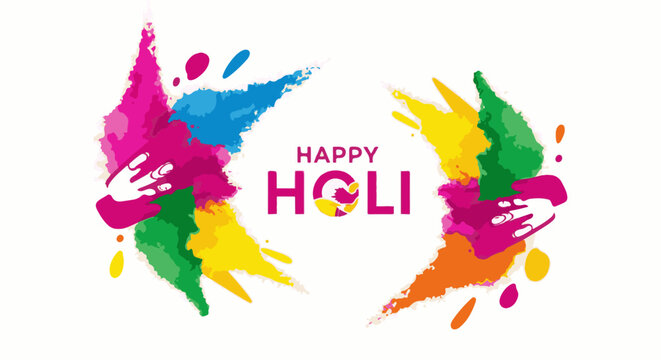 Festive hands throw colorful powder, celebrating a joyous festival of colors and happiness